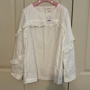 J.Crew girls white ruffle blouse, size 12 NEW WITH TAGS
